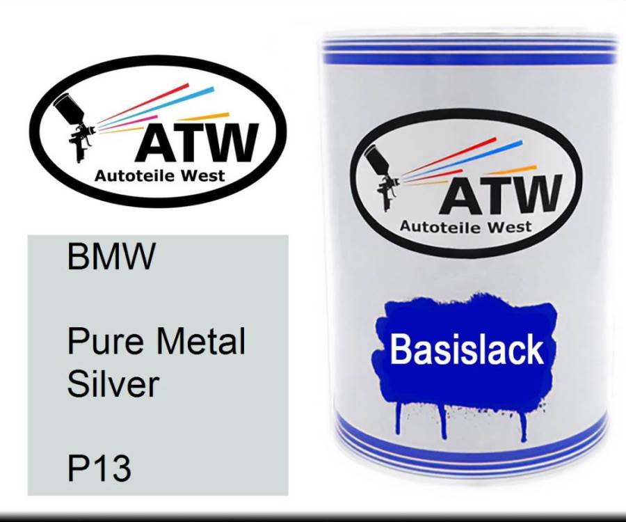 BMW, Pure Metal Silver, P13: 500ml Lackdose, von ATW Autoteile West.